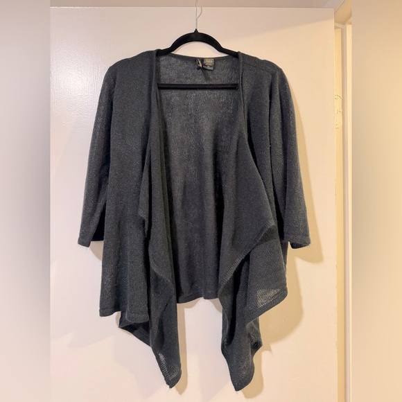 Sweaters - Z Cavari Co shrug bolero cardigan black shimmer 3/4 sleeve 1x